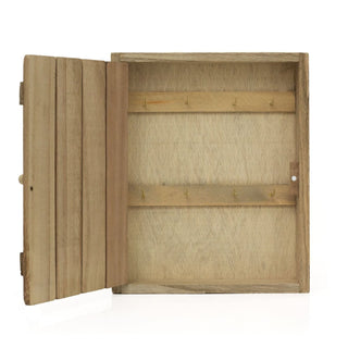 Rustic Wall Key Box with Heart | 6 Hooks Driftwood Style Key Cabinet - 24x30cm