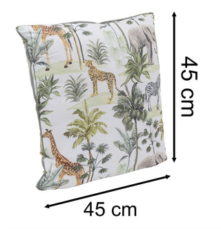 Safari Animal Scatter Cushion, 43x43cm Tropical Tree Sofa Pillow with Cushion