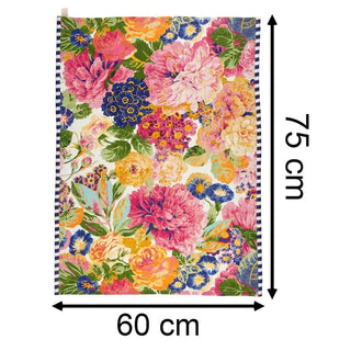 Sanderson - Very Rose & Peony Tea Towel | Floral Cotton Kitchen Tea Towel