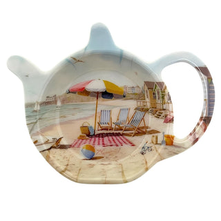 Sandy Beach Tea Bag Tidy, 12cm Nautical Teabag Dish, Coastal Tea Spoon Rest
