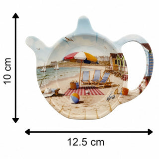 Sandy Beach Tea Bag Tidy, 12cm Nautical Teabag Dish, Coastal Tea Spoon Rest