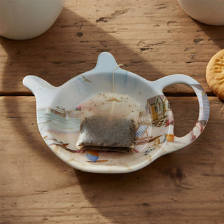 Sandy Beach Tea Bag Tidy, 12cm Nautical Teabag Dish, Coastal Tea Spoon Rest