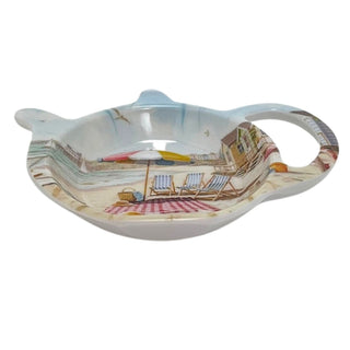 Sandy Beach Tea Bag Tidy, 12cm Nautical Teabag Dish, Coastal Tea Spoon Rest