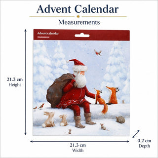 Santa and Foxes Traditional Picture Christmas Advent Calendar, 21.3cm 24 Door