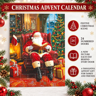 Santa by the Fireside Christmas Advent Calendar, Santa Reading by the Fire
