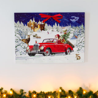 Santa Road Trip Advent Calendar | Father Christmas in Car with 24 Glittery Doors - 52x38cm