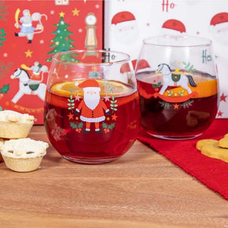 Santa & The Nutcracker Christmas Glasses | Set of 4 Festive Drinks Tumblers