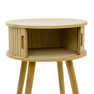 Scandi Style Round Slide Door Cabinet | Wooden Sliding Door Side Table 40x54cm