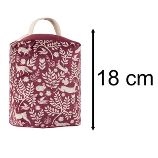 Scandi Woodland Doorstop | Forest Animals Velvet Berry Weighted Door Stop - 18cm