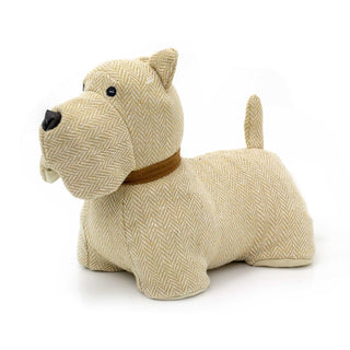 Scottie Dog Doorstop | Herringbone Fabric Dog Shaped Door Stop Animal - 1.5kg