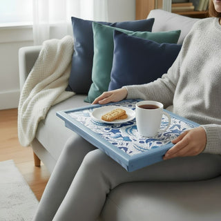 Sea Life Lap Tray with Bean Bag Cushion, 44x34cm Nautical Padded Laptray