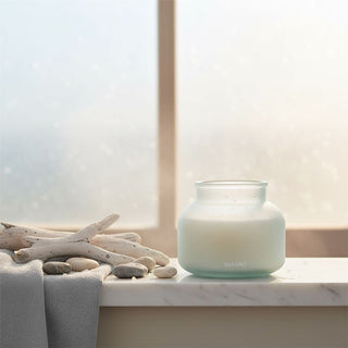 Sea Salt Scented Candle, 10cm Blue Frosted Glass Jar with Approx. 45-Hour Burn