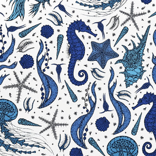 Sealife Set of 4 Placemats, 29cm Blue Sea Creature Rectangle Table Place Mats