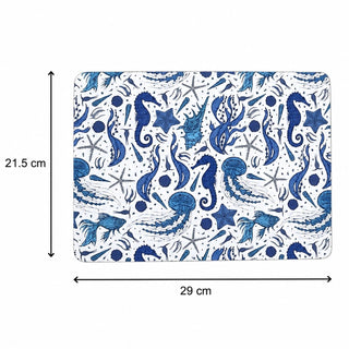 Sealife Set of 4 Placemats, 29cm Blue Sea Creature Rectangle Table Place Mats