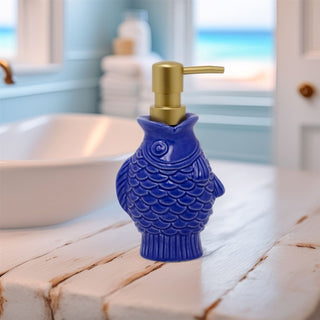 Seashore Fish Shaped Soap Dispenser | Nautical Bathroom Hand Soap Dispenser
