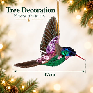 Sequin Hummingbird Hanging Christmas Tree Decoration Gisela Graham 17cm