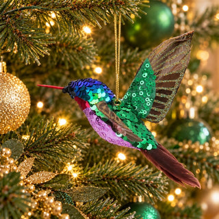 Sequin Hummingbird Hanging Christmas Tree Decoration Gisela Graham 17cm