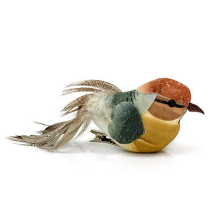 Set of 2 Clip on Birds | 2 - piece Christmas Tree Bird Ornaments with Silver Clip