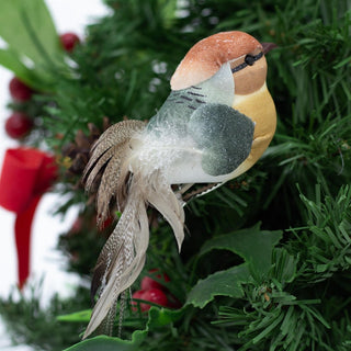 Set of 2 Clip on Birds | 2 - piece Christmas Tree Bird Ornaments with Silver Clip
