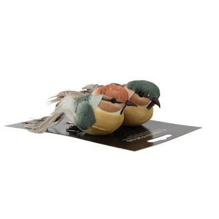 Set of 2 Clip on Birds | 2 - piece Christmas Tree Bird Ornaments with Silver Clip