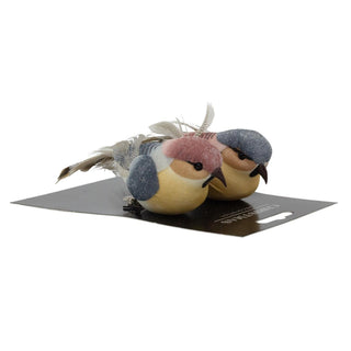 Set of 2 Clip on Birds | 2 - piece Christmas Tree Bird Ornaments with Silver Clip