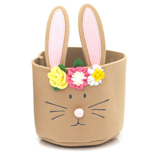 Set Of 2 Cute Bunny Ear Storage Baskets Hampers | 2 Piece Bunny Rabbit Felt Bucket | Rabbit Organiser Bin For Nursery Easter Gift Baskets