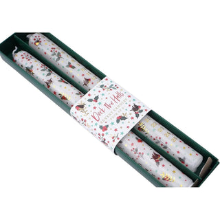 Set of 2 Deck the Halls Advent Dinner Candles | Christmas Advent Candles - 25cm