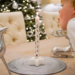Set of 2 Deck the Halls Advent Dinner Candles | Christmas Advent Candles - 25cm
