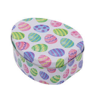 Set of 2 Easter Egg Shaped Tins | 11cm Decorative Easter Storage Tins for Treats