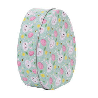 Set of 2 Easter Egg Shaped Tins | 11cm Decorative Easter Storage Tins for Treats