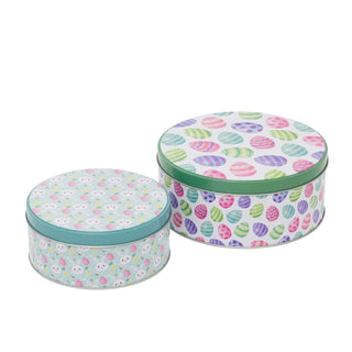 Set of 2 Easter Nesting Tins | Medium & Small Bunny & Egg Storage Tins