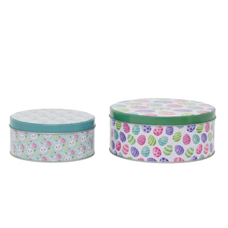 Set of 2 Easter Nesting Tins | Medium & Small Bunny & Egg Storage Tins