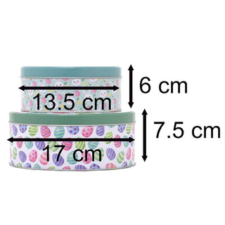 Set of 2 Easter Nesting Tins | Medium & Small Bunny & Egg Storage Tins