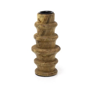 Set Of 2 Mango Wood Candlesticks | 2 Piece Rustic Dinner Candle Stick Holders