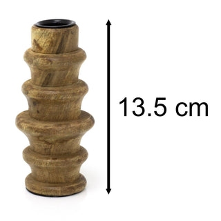 Set Of 2 Mango Wood Candlesticks | 2 Piece Rustic Dinner Candle Stick Holders