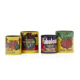 Set of 2 Mini Vintage Mediterranean Tins | Retro Decorative Storage Pots