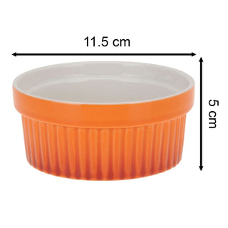 Set of 2 Orange Ceramic Ramekins, 260ml Individual Oven Proof Baking Dishes for Souffles