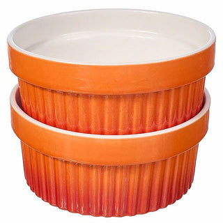 Set of 2 Orange Ceramic Ramekins, 260ml Individual Oven Proof Baking Dishes for Souffles