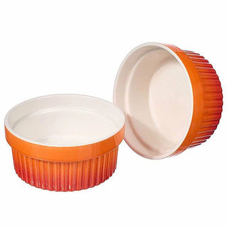Set of 2 Orange Ceramic Ramekins, 260ml Individual Oven Proof Baking Dishes for Souffles