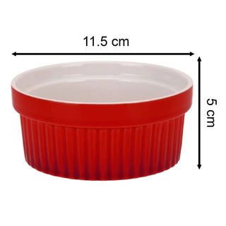 Set of 2 Red Ceramic Ramekins, 260ml Individual Oven Proof Baking Dishes for Souffles