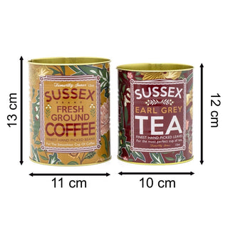 Set of 2 Retro Metal Sussex Tea & Coffee Cans | Vintage Decorative Storage Tins