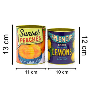Set of 2 Retro Style Vintage Fruit Storage Tins | Decorative Tinned Food Cans