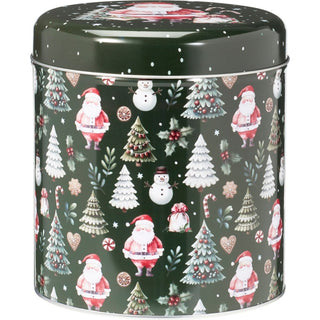 Set of 2 Round Christmas Tins | 2 - piece Festive Red & Green Nesting Tins