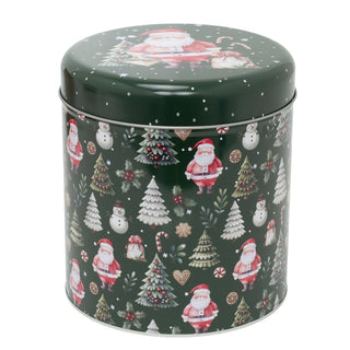 Set of 2 Round Christmas Tins | 2 - piece Festive Red & Green Nesting Tins