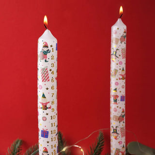 Set of 2 Santas Workshop Christmas Advent Candles | Advent Christmas Candles