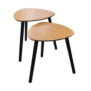 Set of 2 Stylish Wooden Nesting Tables Contemporary Side Tables for Living Room