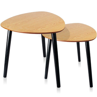 Set of 2 Stylish Wooden Nesting Tables Contemporary Side Tables for Living Room
