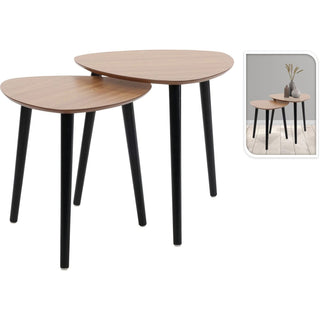 Set of 2 Stylish Wooden Nesting Tables Contemporary Side Tables for Living Room
