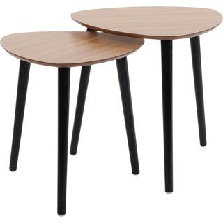 Set of 2 Stylish Wooden Nesting Tables Contemporary Side Tables for Living Room
