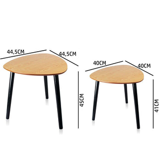 Set of 2 Stylish Wooden Nesting Tables Contemporary Side Tables for Living Room